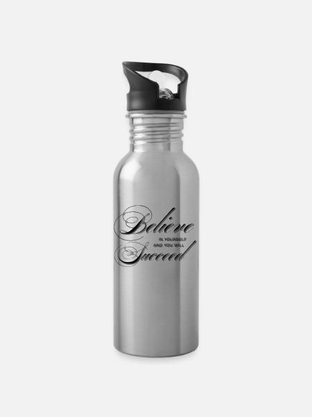 BELIEVE YOURSELF BECOME SUCCEED - 20 oz Water Bottle - silver