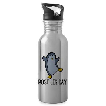 Post Leg Day Workout Penguin Meme - 20 oz Water Bottle - silver - Right