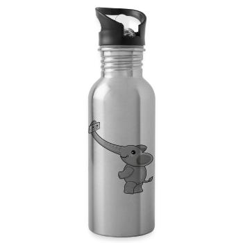 Cute Elephant selfie aesthetic - 20 oz Water Bottle - silver - Right