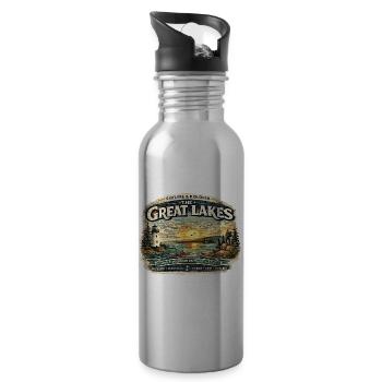 Great Lakes Sunset Adventure - 20 oz Water Bottle - silver - Right