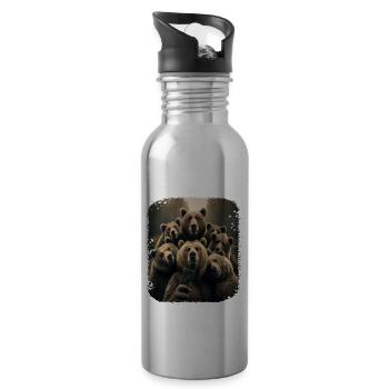 bears pack selfie - 20 oz Water Bottle - silver - Right
