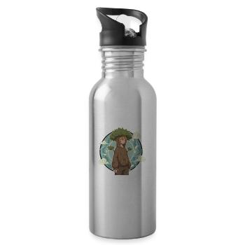Cute Anime Tree Boy Costume - Nature Spirit Art - 20 oz Water Bottle - silver - Right