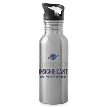Existential Humor Nihilism Humor Absurdist - 20 oz Water Bottle - silver - Right