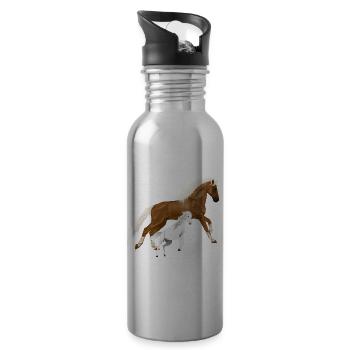 Mare and White Foal Horse Art - 20 oz Water Bottle - silver - Right