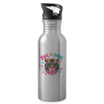 Back to School Tiger Bubblegum - 20 oz Water Bottle - silver - Right