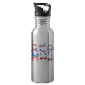 Red White Blue American Coquette - 20 oz Water Bottle - silver - Right