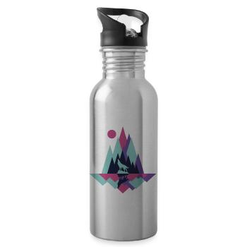 Wolf silhouette travel adventure hiking gift - 20 oz Water Bottle - silver - Right