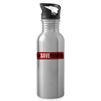 Worst humanitarian crisis in the world saveyemen - 20 oz Water Bottle - silver - Right