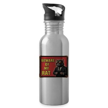 Beware of my rat - 20 oz Water Bottle - silver - Right