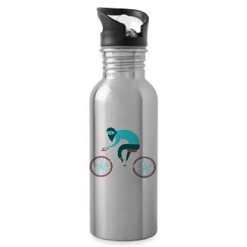 Neon Cyclist Night Ride - 20 oz Water Bottle - silver - Right