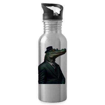 Alligator in a suit and hat - 20 oz Water Bottle - silver - Right