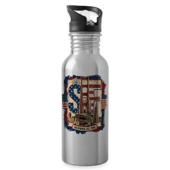 California SF Retro Bridge  - 20 oz Water Bottle - silver - Right