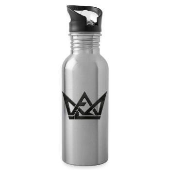 Mono Crown | Black Metallic Geometric Chest Logo - 20 oz Water Bottle - silver - Right