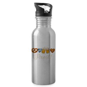 Oktoberfest Bavarian Beer and Pretzel Design - 20 oz Water Bottle - silver - Right