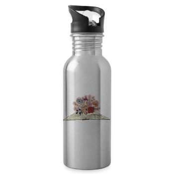 open book with flowers - 20 oz Water Bottle - silver - Right