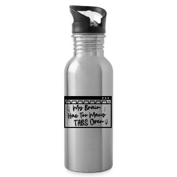 My Brain Has Too Many Tabs Open - 20 oz Water Bottle - silver - Right