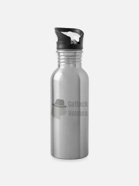 Catlock Holmes - 20 oz Water Bottle - silver