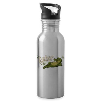 Later Alligator | Funny Chill Alligator Cartoon - 20 oz Water Bottle - silver - Right