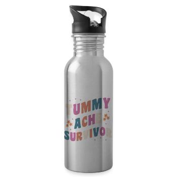 Tummy Ache Survivor Groovy - 20 oz Water Bottle - silver - Right