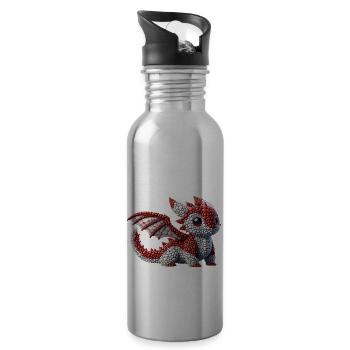 Crimson Pebble Hatchling Dragon Pebble Art - 20 oz Water Bottle - silver - Right