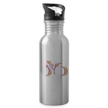 Colorful Bike Cyclist E-bike Electric Bike - 20 oz Water Bottle - silver - Right