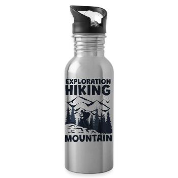 Hiking Mountains Alps Hike Hikers - 20 oz Water Bottle - silver - Right