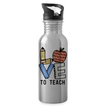 Love To Teach - 20 oz Water Bottle - silver - Right