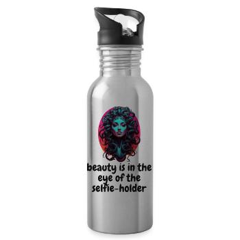 Beauty is in the eye of the selfie-holder - 20 oz Water Bottle - silver - Right