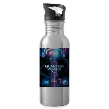Futuristic Cybernetic quantum power world - 20 oz Water Bottle - silver - Right