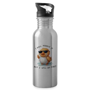 Cry Now Handle It Duck - 20 oz Water Bottle - silver - Right