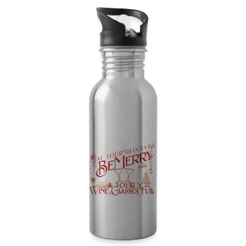 May your relatives be Merry your Wine Glasses - 20 oz Water Bottle - silver - Right