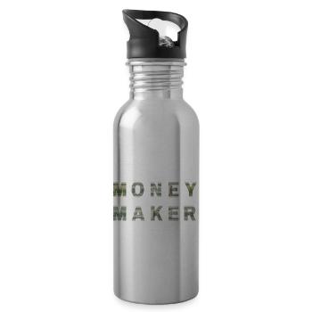 Money Maker Dollar Bill Texture Motivation - 20 oz Water Bottle - silver - Right