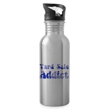Yard Sale Addict blue camo - 20 oz Water Bottle - silver - Right