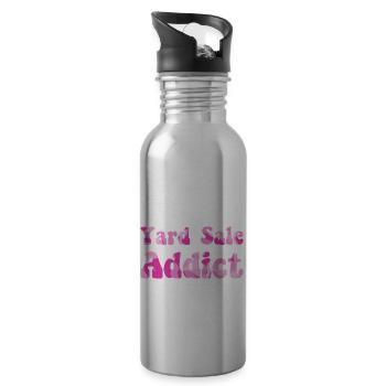 Yard Sale Addict pink camo - 20 oz Water Bottle - silver - Right
