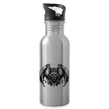 Dark Art Bat Beast with Wings Animal Horror Grunge - 20 oz Water Bottle - silver - Right