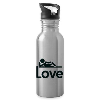 3D Love Typography with Creative Design - 20 oz Water Bottle - silver - Right