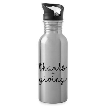 Thanks + Giving Shirt - 20 oz Water Bottle - silver - Right