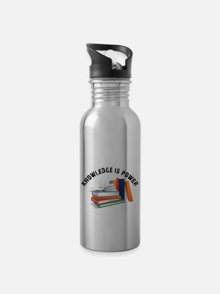 KNOWLEDGE IS POWER - 20 oz Water Bottle - silver