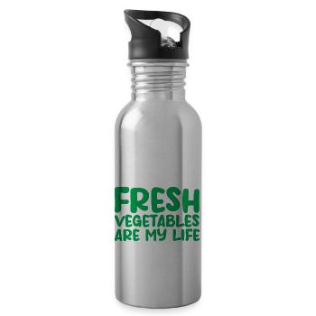 Fresh Vegetables Are My Life - 20 oz Water Bottle - silver - Right