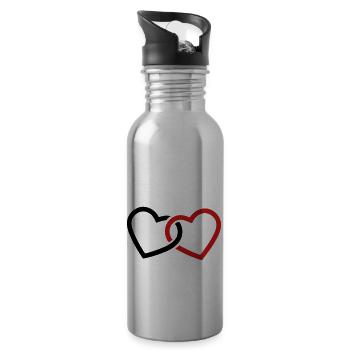 Two hearts - 20 oz Water Bottle - silver - Right