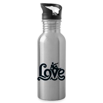 3D Love Typography with Creative Design - 20 oz Water Bottle - silver - Right