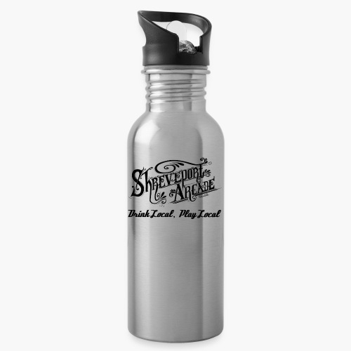 ShreveportArcadeSloganAndLogoBlack2 png - Water Bottle