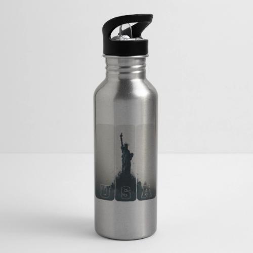 USA: Liberty Rising Over Manhattan - 20 oz Water Bottle