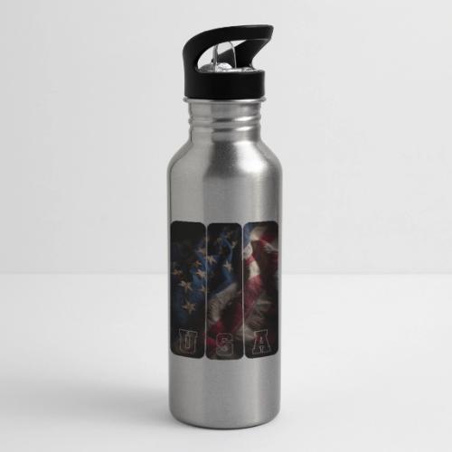 USA: Worn Stars and Stripes - 20 oz Water Bottle