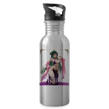 Lewd Green Hair Harem Dancer Hentai Waifu NSFW - 20 oz Water Bottle - silver - Right