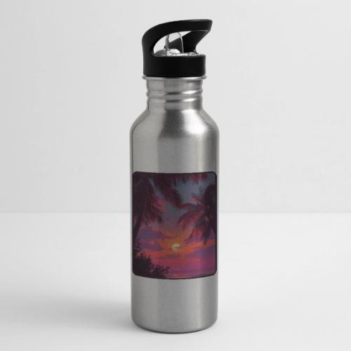 Tropical Sunset Palm Silhouette Design - 20 oz Water Bottle