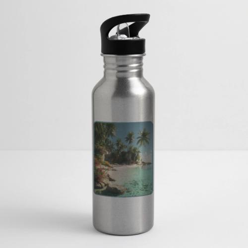 Serene Tropical Beach Floral Design - 20 oz Water Bottle