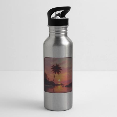 Tropical Beach Sunset Palm Design - 20 oz Water Bottle