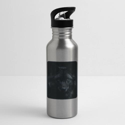 Black Wolf Intense Eyes Portrait Design - 20 oz Water Bottle