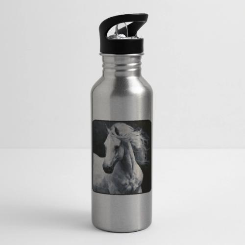 White Horse Oil Painting Design - 20 oz Water Bottle